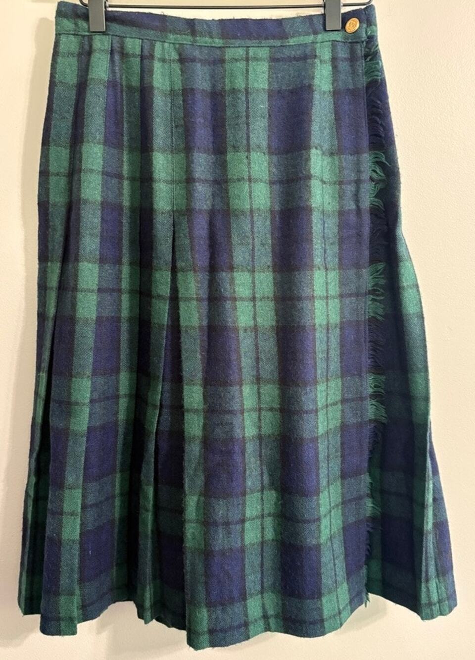 Vintage Summit Pleated Midi Skirt Retro Classic Navy/Neutral VTG 12, MODERN 8